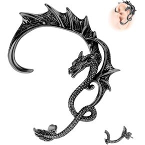 6ixGosh القوطية التنين الأذن الكفة الفولاذ المقاوم للصدأ الرجعية التنين الأقراط الشرير الأفعى التنين الأسماك التمساح الكفة التفاف الأقراط الغضروف متسلق الأذن أقراط مسمار للنساء الرجال، 4 in Kuwait