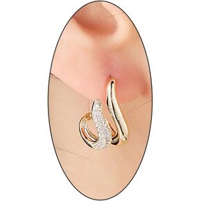 Multilayer Chunky Twisted Zircon 14 Gold Statement Earrings for Women Open Cuff Silver Earring Light Weight Earrings Jewelry Gifts for Girls