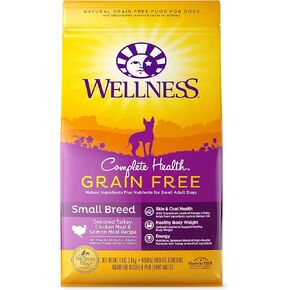 Wellness Complete Health Grain-Free Small Breed Dry Dog Food, Natural Ingredients, Made in USA with Real Turkey, For All Lifestages (Turkey, Chicken & Salmon, 4-Pound Bag)