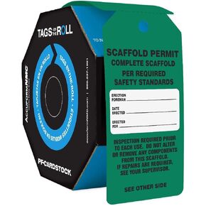 AccuformNMC 100 Scaffolding Tags by-The-Roll, Scaffold Permit - Complete Scaffold, US Made OSHA Compliant Scaffold Tags, Waterproof PF-Cardstock, Resists Tears, 6.25"x3", TAR713