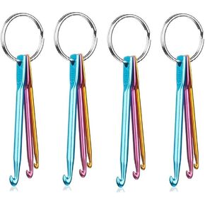 Zuoyou 4 Sets Mini Keychain Aluminum Crochet Hooks Knitting Needles 3 Sizes/Set (3mm,4mm,5mm)