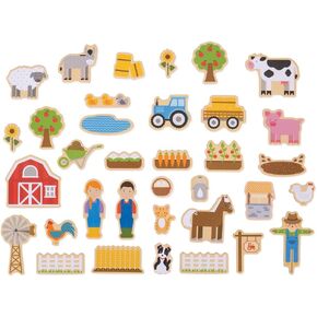 Bigjigs Toys Wooden Farm Magnets - 35 Magnets