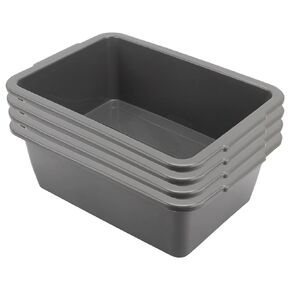 ZOENHOU 4 Pack 13 L Bus Tubs Plastic Bus Box, Gray Tubs Commercial Bus Box, Wash Basin Tote Box for Pantry Washing Dishes, 5 Inch Deep