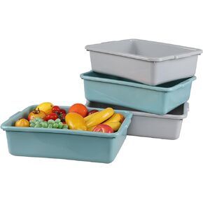 Doryh 14 L Commercial Bus Tub, Plastic Wash Tub Dishpan, 4 Packs