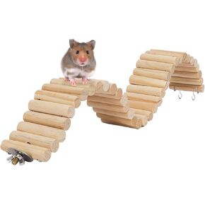 Hamiledyi Hamster Bridge,Hamster Wooden Bridge Bendy Climbing Ladder,Hamster Long Suspension Bridge Chew Toys for Hamster Rat Mice Gerbil Chinchilla Guinea Pig Chipmunk Sugar Glider