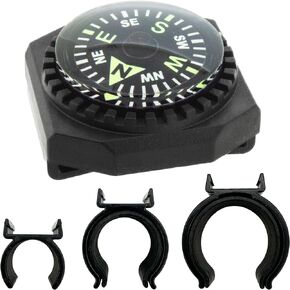Sun Company MultiCompass - 4-in-1 Compass with Clip Adapters | Wrist Watch Compass with Attachments for Bicycle, Ski Pole, Kayak or SUP Paddle, and More