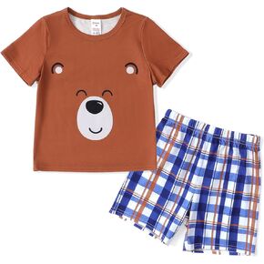 PATPAT Toddler Boys Pajamas Set Little Kids 2 Piece Short Sleeve Dinosaur Pjs Summer Sleepwear Clothes Set 2-6 Years
