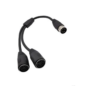 Traovien MIDI Sync Breakout Cable, DIN 7-Pin Plug 1 Male to 2 Female Splitter Y MIDI Cable,7 Pin Jack Adapter Y Lead (30cm/1ft)