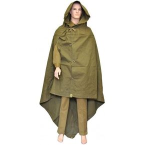 Made in Ussr Original Soviet Russian Army WWII Type Soldier Field Canvas Cloak Tent Raincoat Poncho Plasch-palatka with Leather Carrying Strap