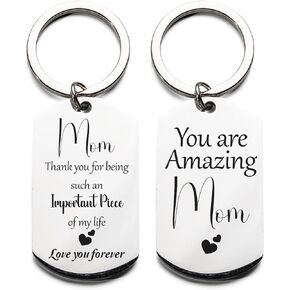 HOMEVAGE Mothers Day Gifts For Mom From Son, Daughter, Boys, Girls, Kids - Birthday Gift For Mom - Laser Engraved Women Keychain with Sweet Lovely Quote for Mom