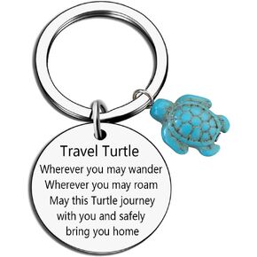 Meimimix Travel Turtle Keychain Wherever You May Wander Good Luck Charm Gifts for Family Friends