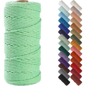 NOANTA Cream Yellow Macrame Cord 3mm x 109yards, Colored Macrame Rope, Cotton Rope Macrame Yarn, Colorful Cotton Craft Cord for Wall Hanging, Plant Hangers, Crafts, Knitting