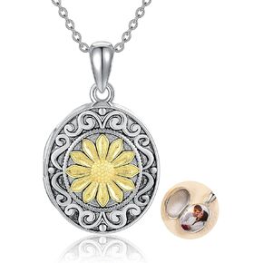 URONE Locket Necklace for Women 925 Sterling Silver Abalone Shell Tree of Life Locket Pendant Necklace That Holds Pictures Silver Locket Jewelry
