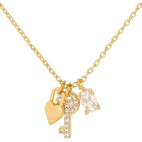 BLANK SLATE Heart Key Lock Necklace for Women, 18K Gold Plated Dainty Chain Necklace for Girls, Gift for Mom, Girlfriend, Wife
