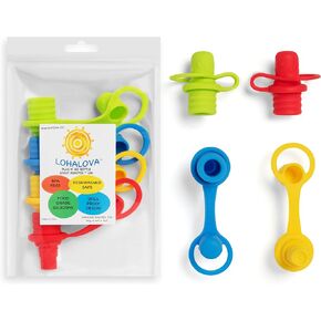 Spill-Proof Water Bottle Spout Adapter for Kids - Water Bottle Adapter Toddlers and Adults - BPA Free Water Bottle Toppers - Compact Silicone Sippy Cup Lids - 2 Pack Blue and Green