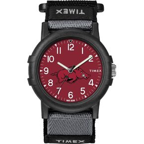 Timex Unisex Collegiate Recruit 38mm Watch - Arkansas Razorbacks Black Fabric Strap