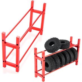 QUPA AM STORE RC Car Tire Rack Wheel Rack 1.0 Tire Shelf Holder for 1/18 Scale TRX4M 1/24 Scale SCX24 RC Crawler Car(Red)