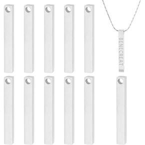 BENECREAT 12Pcs Stainless Steel Engraving Bar, Rectangle Stamping Blanks Bar Metal Engraving Blank for for Necklace Bracelet Making and ID Name Tags, 39.5x5x5mm