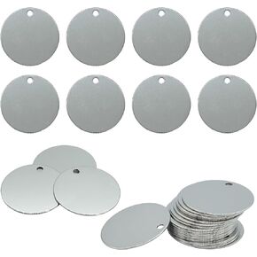 StayMax 1.5 Inch Round Metal Engraving Blanks Stamping Blanks with Hole Stainless Steel Blank Tags 25 Pack