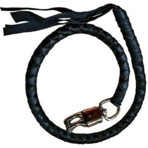 EXCELSIOR INT 42 inch Long 1/2" Diameter All Black Naked Soft Genuine Leather Motorcycle Get Back Whip