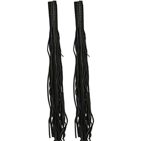 Motorcycle Heavy Duty Blk Fringe Throttle Grip Cover 20" Long Real Leather Fits most Harleys