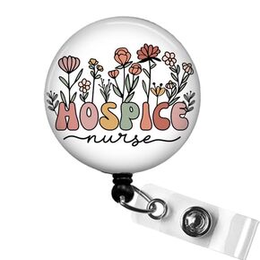 Hospice Nurse Badge Reel, National Hospice and Palliative Care Month Gifts, Elegant Floral Hospice Nurse Badge ID Holder, Compassionate Nursing Thank You Gift, Essential Healthcare Worker Badge Clip