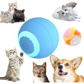 SVIEILLES cat Toy Activity and Quietness Two-Piece Set-Wloom Power Ball 2.0 Interactive Indoor Kittens Favorite Toys（powerball with Plush Silent Ball）