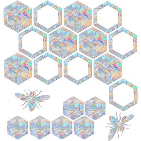 Tiz Tlloz Window Clings for Birds - Anti-Collision Window Decals - Prismatic Non Adhesive Vinyl Rainbow Window Stickers to Save Birds from Window Strikes (Lotus Flower-1, 6 Sets)