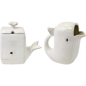 Beachcombers White Ceramic Whale Cream & Sugar Set White in Saudi Arabia