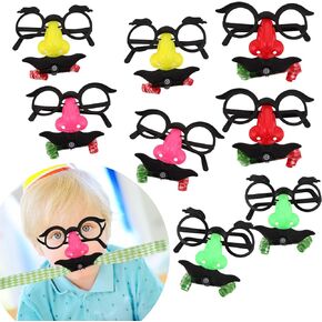 8 Pack Novelty Glasses Mask Toys For Kids, Mustache Glasses Party Blower, Funny Party Blowouts Blow Horns Birthday Party Noisemakers Whistles For Party Favors Goodie Bag Stuffers, Pinata Fillers