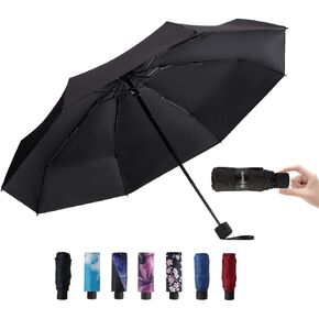 Allfourior Small Mini Compact Travel Umbrella 8 Ribs Lightweight Portable Parasol Sun&Rain Pocket Umbrellas