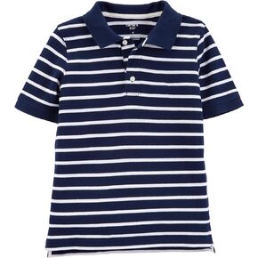 Carter's Boy's Short Sleeve Pique Cotton Polo Shirt (3T, Navy Striped)