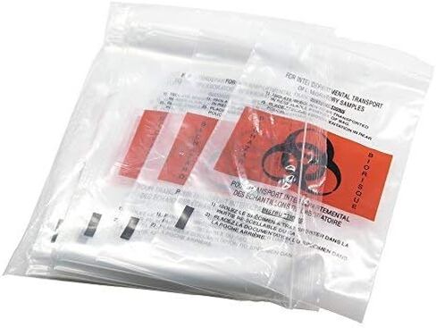 حقيبة عينات المختبر/حقيبة عينات المخاطر البيولوجية مع جيب خارجي - فئة المستشفى، عبوة من 50 قطعة. الحجم - 6 × 10 بوصة in Kuwait