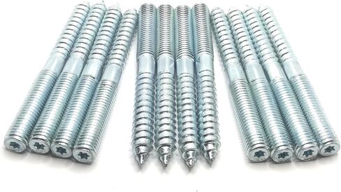 Haozheng Hanger Bolt M12x100 Silvery Double Headed Bolt Self-Tapping Screw with Hexagon for Furniture 12Pcs in Saudi Arabia