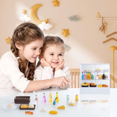 152Pcs Miniature Bakery Cake Stand Display Cabinet with Food Set Mini Counter Toy Supermarket Shelf Dessert for 1:12 Doll House Store Scene Decoration Gift Bread Shop Model Playhouse Tray Pastry in Kuwait