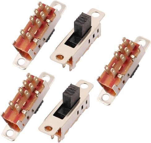 uxcell 5Pcs 3 Position 8P DPDT Panel Mount Micro Slide Switch Latching Toggle Switch in Saudi Arabia