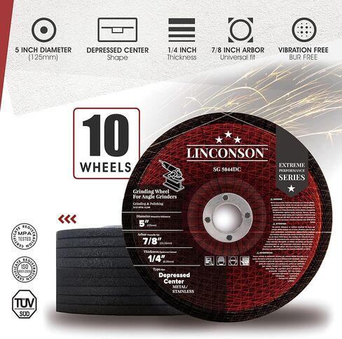 LINCONSON 5 Pack 7 Inch Grinding Wheel for Metal & Stainless Steel Used On Angle Grinder 7"x1/4"x7/8" Depressed Center (SG 7044DC) in Saudi Arabia