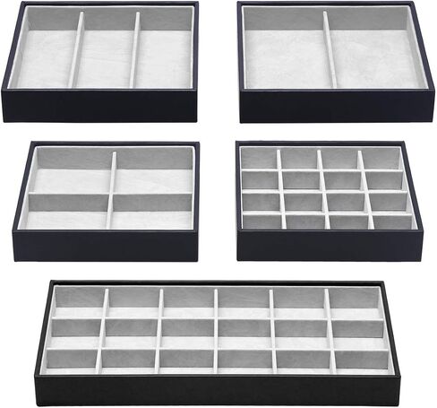 ORIGIA Magic Stackable Jewelry Trays Closet Dresser Drawer Organizer for Accessories, Gadgets & Cosmetics, Storage Display Showcase Holder Box, Set of 5 in Saudi Arabia
