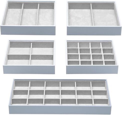 ORIGIA Magic Stackable Jewelry Trays Closet Dresser Drawer Organizer for Accessories, Gadgets & Cosmetics, Storage Display Showcase Holder Box, Set of 5 in Saudi Arabia
