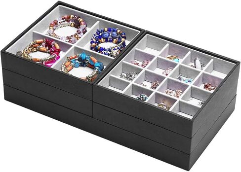 ORIGIA Magic Stackable Jewelry Trays Closet Dresser Drawer Organizer for Accessories, Gadgets & Cosmetics, Storage Display Showcase Holder Box, Set of 5 in Saudi Arabia