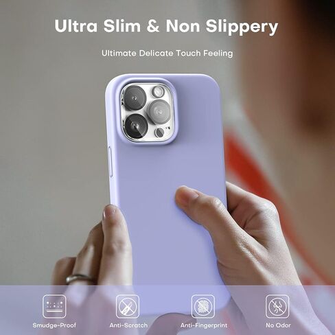 TOCOL [5 in 1 for iPhone 13 Pro Max Case, with 2 Pack Screen Protector + 2 Pack Camera Lens Protector, Slim Liquid Silicone Phone Case 6.7 Inch, [Anti-Scratch] [Drop Protection],Purple in Saudi Arabia