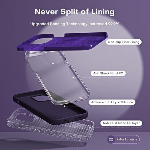 TOCOL [5 in 1 for iPhone 13 Pro Case, with 2 Pack Screen Protector + 2 Pack Camera Lens Protector, Slim Silicone Phone Case iPhone 13 Pro 6.1 Inch, [Anti-Scratch] [Drop Protection], Midnight Purple in Saudi Arabia