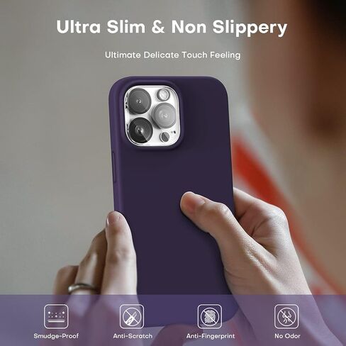 TOCOL [5 in 1 for iPhone 13 Pro Case, with 2 Pack Screen Protector + 2 Pack Camera Lens Protector, Slim Silicone Phone Case iPhone 13 Pro 6.1 Inch, [Anti-Scratch] [Drop Protection], Midnight Purple in Saudi Arabia