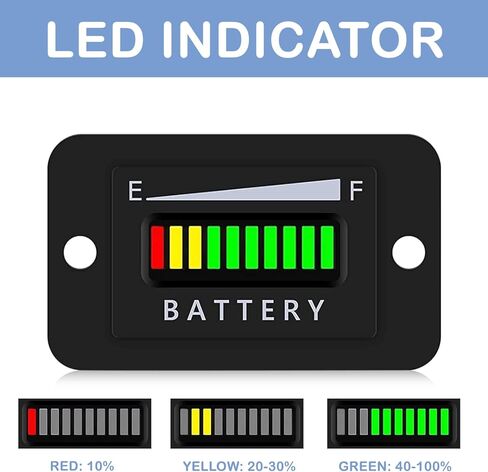 مؤشر مستوى طاقة البطارية LED Teklectric 48V | مقياس شحن وتفريغ البطارية "الوقود" لبطارية الرصاص الحمضية | لعربات الجولف، والرافعات الشوكية، وجزازة العشب، والمركبات الترفيهية/البيوت المتنقلة (48 فولت) in Kuwait