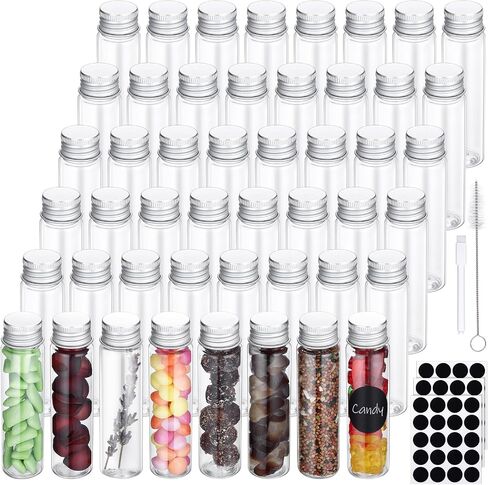 Hoemwarm 48 Pcs 27x110mm(50ml/1.8oz) Clear Plastic Test Tubes with Caps, Candy Storage Science Summer Party Decorations Tubes Containers for Kids Birthday Party Supplies Decor in Saudi Arabia