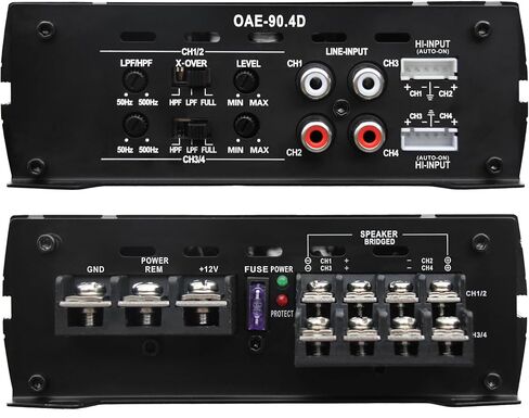 OceanAudio OAE-90.4D Compact Full-Range Class D 4 Channel 720W Car Amplifier, Max Power @2Ω 4 * 180W RMS Power @2Ω 4 * 90W, 4Ω 4 * 60W in Saudi Arabia