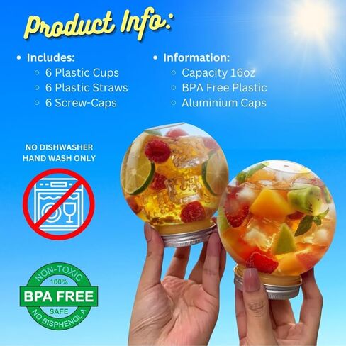 Elil Plastic Fish Bowls for Drinks 16.9 oz Party 06 Pack Small Fish Bowl Cups with Lids and Straws (6 pack, 6, Count) in Kuwait