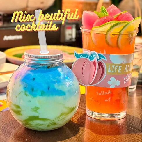 Elil Plastic Fish Bowls for Drinks 16.9 oz Party 06 Pack Small Fish Bowl Cups with Lids and Straws (6 pack, 6, Count) in Kuwait