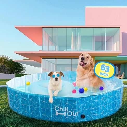 ALL FOR PAWS Dog Pool، حمامات سباحة للكلاب الكبيرة 160 سم، حمام سباحة قابل للطي من الألواح الليفية عالي الكثافة، حمام سباحة داخلي وخارجي للكلاب والأطفال in Saudi Arabia