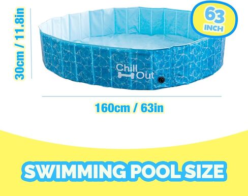 ALL FOR PAWS Dog Pool، حمامات سباحة للكلاب الكبيرة 160 سم، حمام سباحة قابل للطي من الألواح الليفية عالي الكثافة، حمام سباحة داخلي وخارجي للكلاب والأطفال in Saudi Arabia